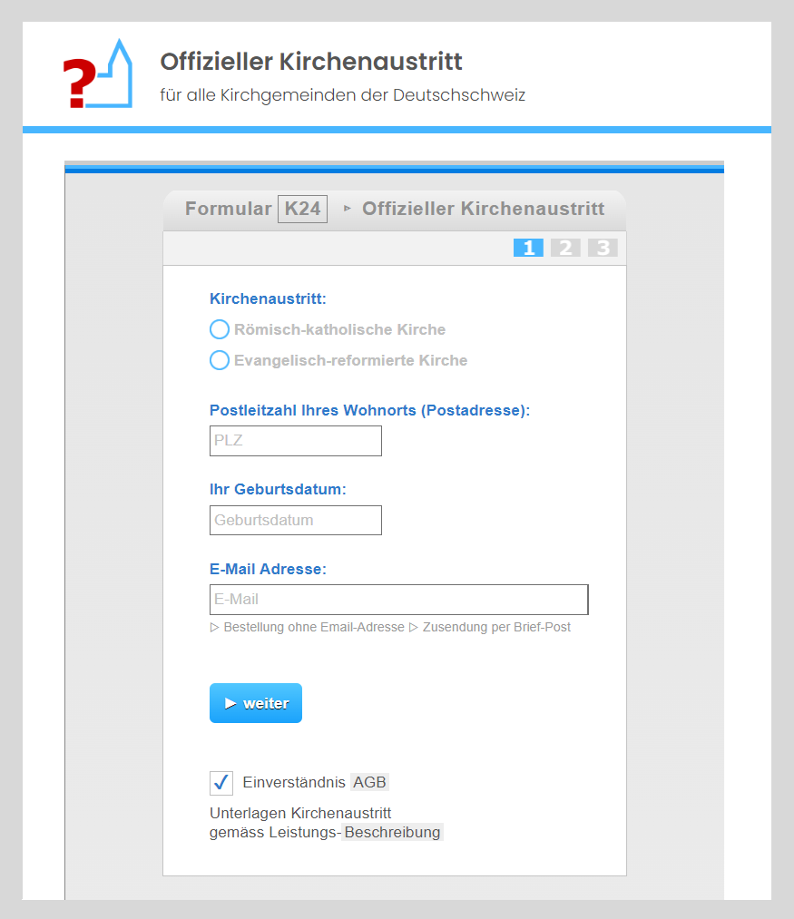 Formular Kirchenaustritt Schweiz
