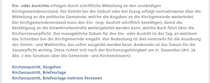 Kirchenaustritt Graubünden reformiert